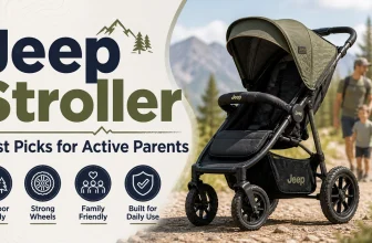 Jeep Stroller guide featuring a rugged outdoor-ready baby stroller with strong wheels for active parents comparing jogging strollers, stroller wagons, and daily-use options.