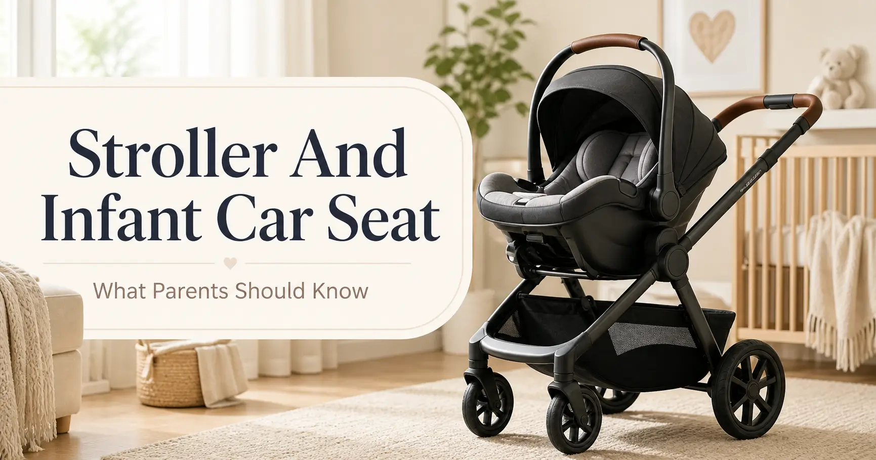 Stroller And Infant Car Seat product image showing an infant car seat attached to a modern stroller frame