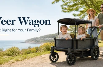 Veer Wagon featured image showing a family pushing kids in a stroller wagon on a sunny outdoor path