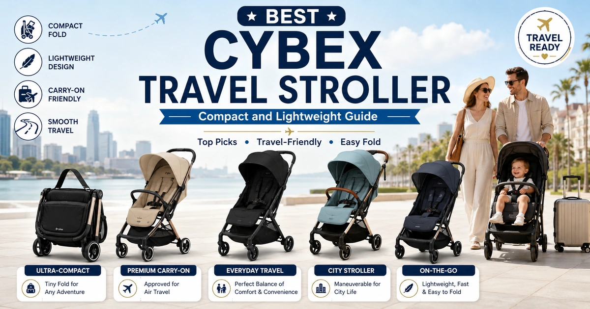 Best Cybex travel stroller guide with compact fold, lightweight design, carry-on friendly stroller, smooth travel, city stroller, family trip, luggage, and parent buying tips.