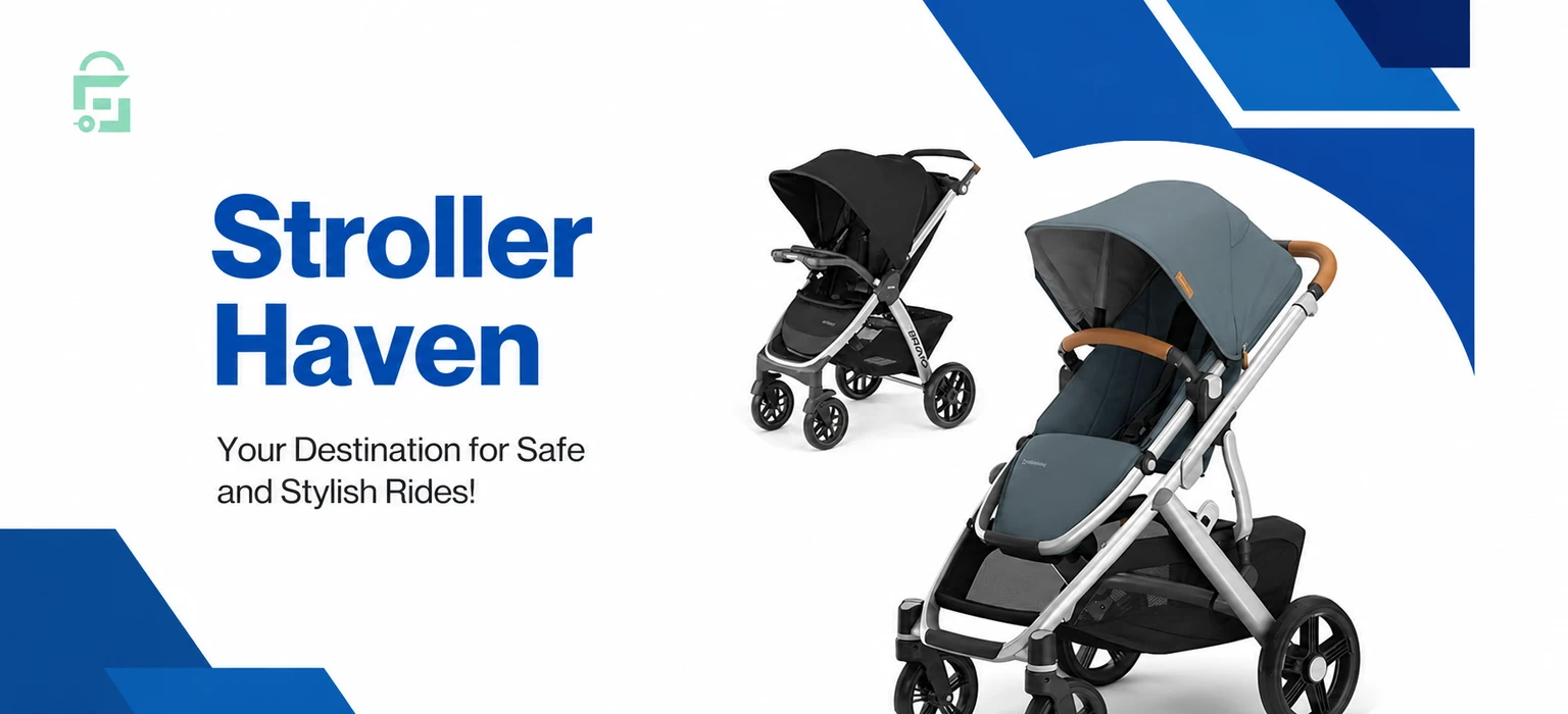 Modern baby strollers on Stroller Haven homepage banner