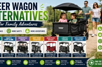 Veer Wagon alternatives feature image showing different stroller wagon options for family adventures with storage, seating, safety, all-terrain, and budget-friendly highlights.